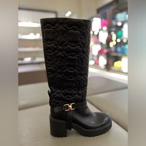 Salvatore FERRAGAMO  Shiran Gancini Leather Knee-High Boots, Black, Retail $1590